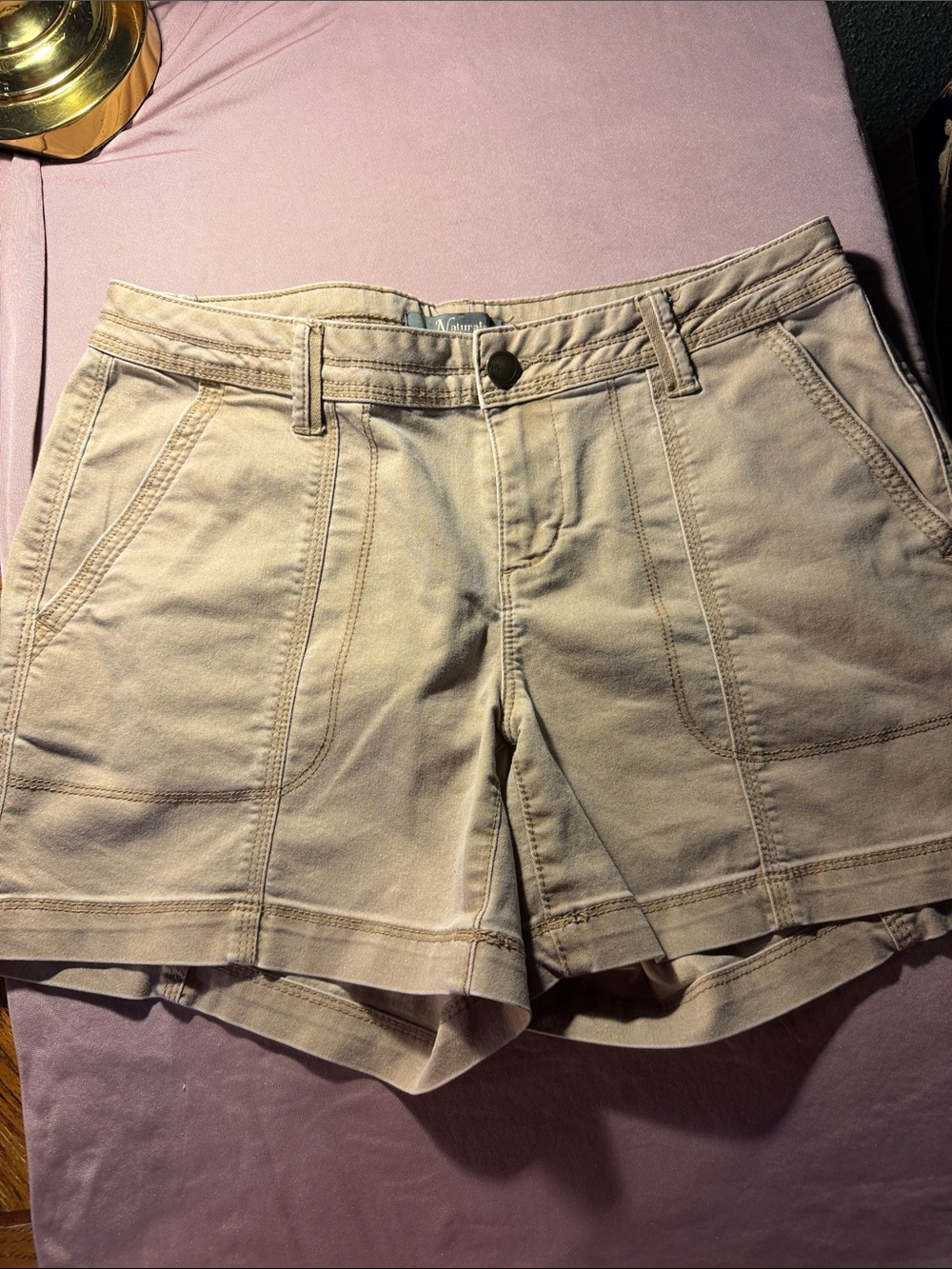 Natural Reflections Khaki/Tan High-Rise Utility Shorts